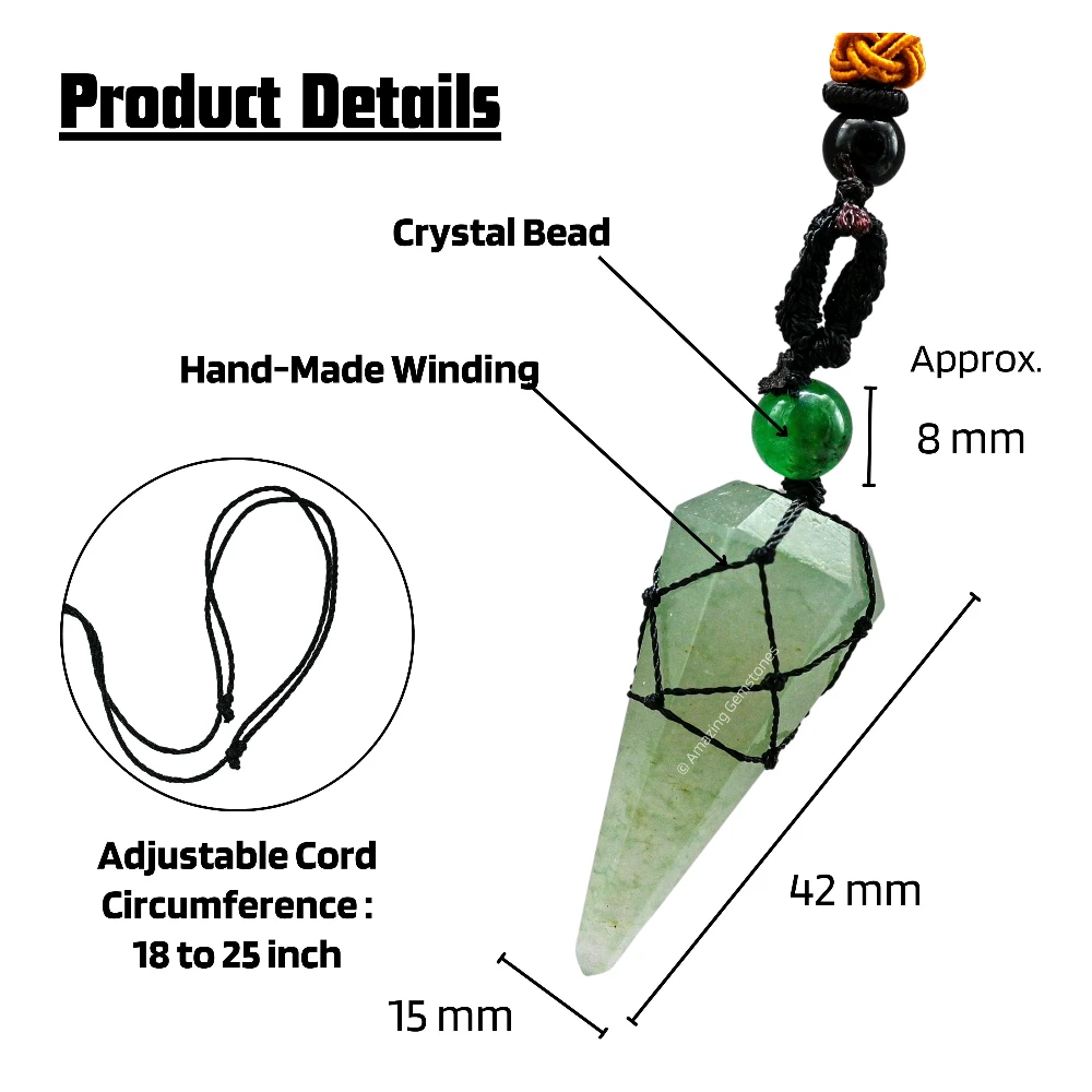Green Aventurine Pendulum Pendant Necklace (Macrame)