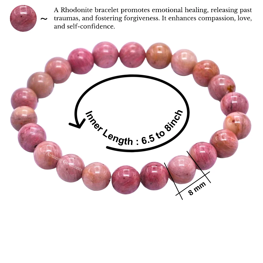 Pink Rhodonite Bracelet (Strechable)