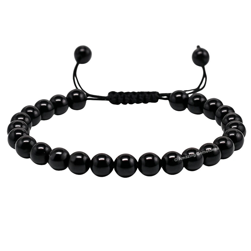 Black Obsidian Healing Crystal Bracelets - 6mm Beads (Adjustable)