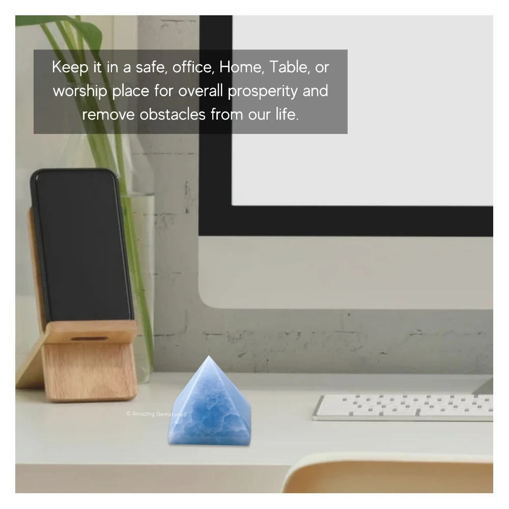 Blue Calcite Celestite Pyramid (1 Inch)