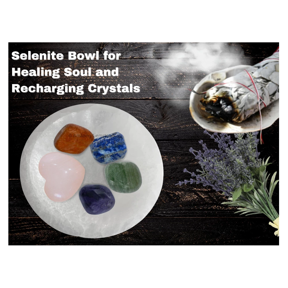 Selenite Charging Bowl for Crystals - Round