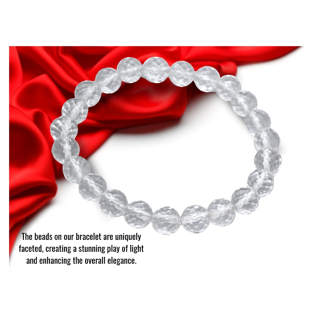Clear Quartz Bracelet (Faceted) (Stretchable)