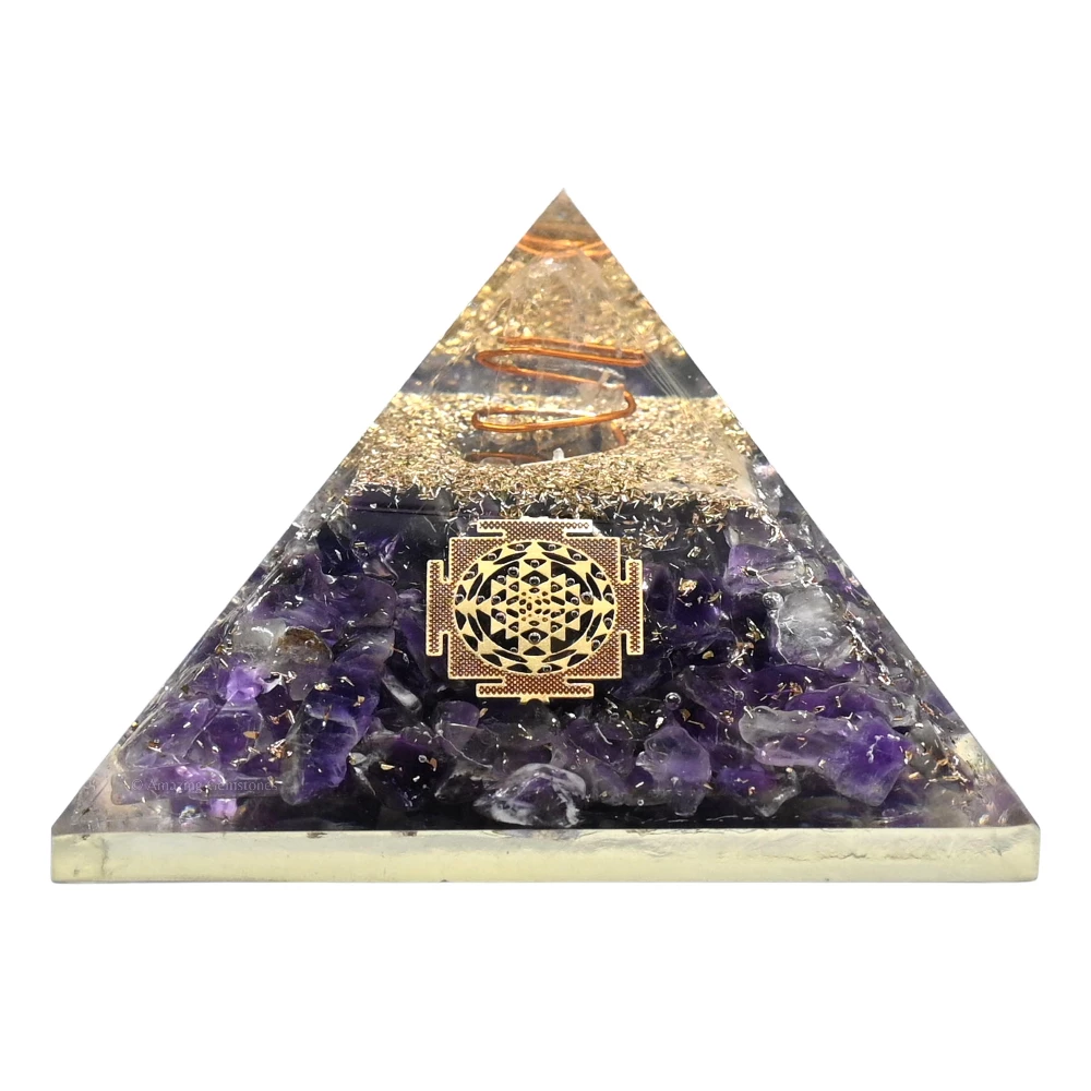 Amethyst Orgone Pyramid - Sri Yantra
