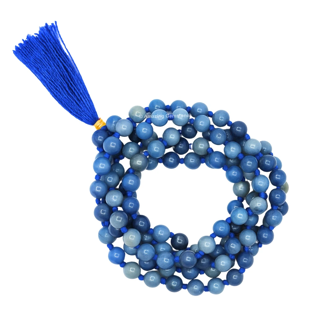 Blue Aventurine Mala (Hand Knotted)