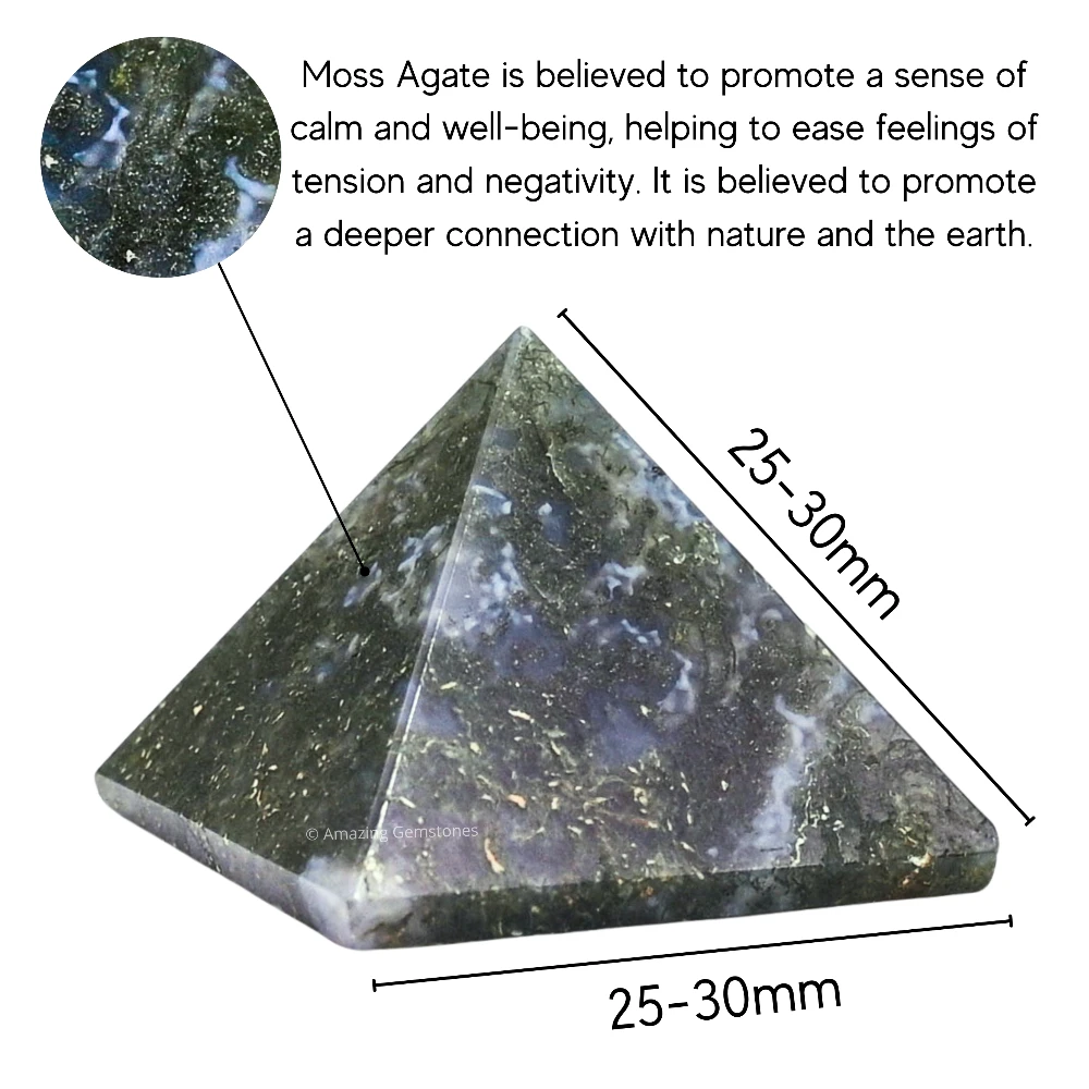Moss Agate Pyramid (1 Inch)