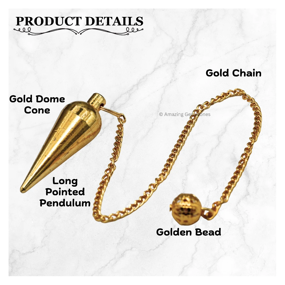 Copper Metal Pendulum - Gold Dome Cone Long Point (MP70)