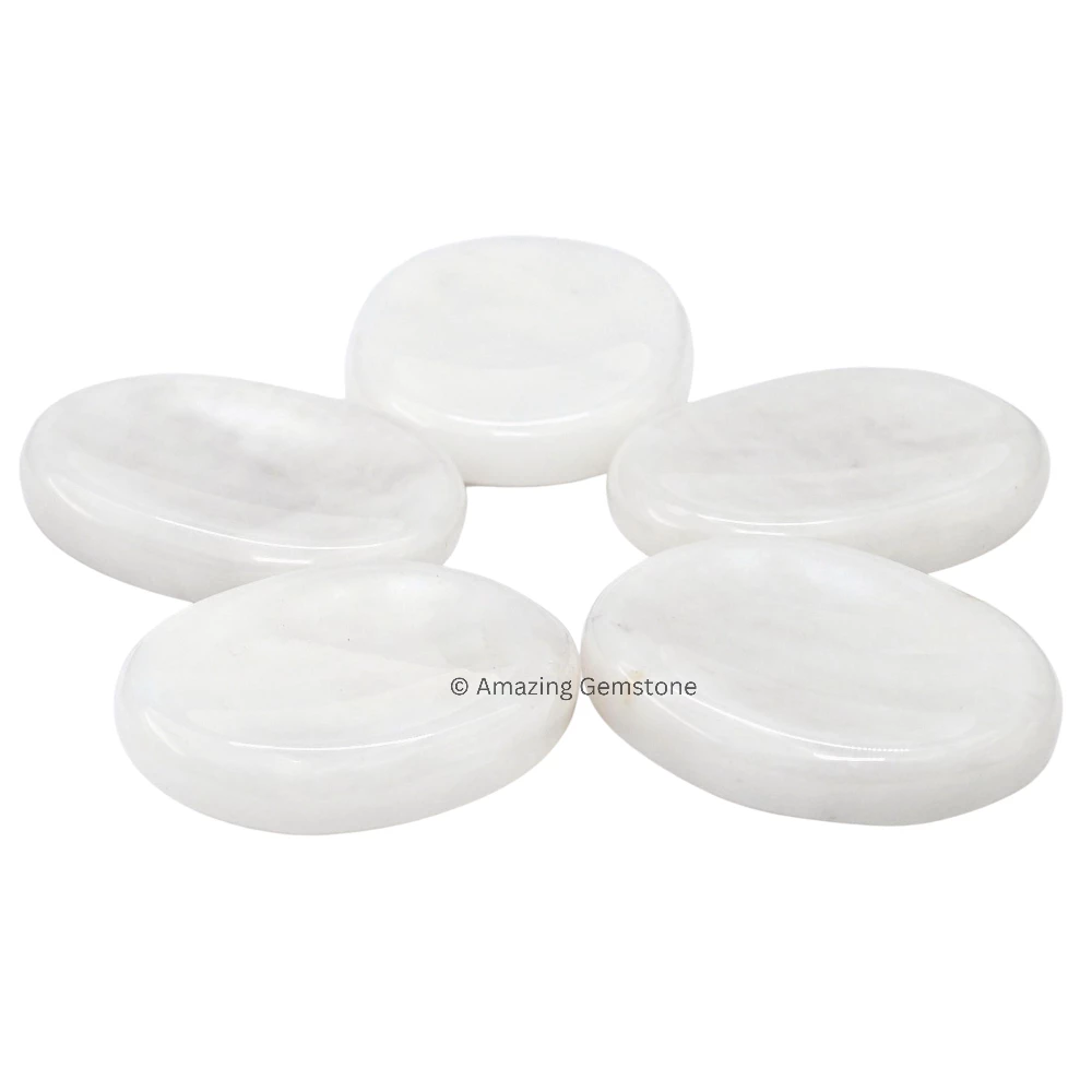 Snow White Quartz Worry Stone
