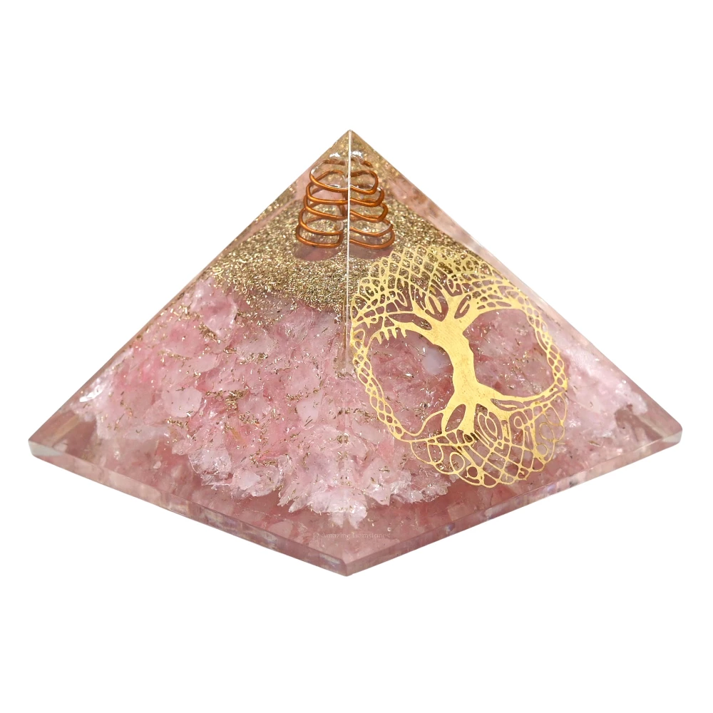 Rose Quartz Orgone Pyramid - Big Tree of Life