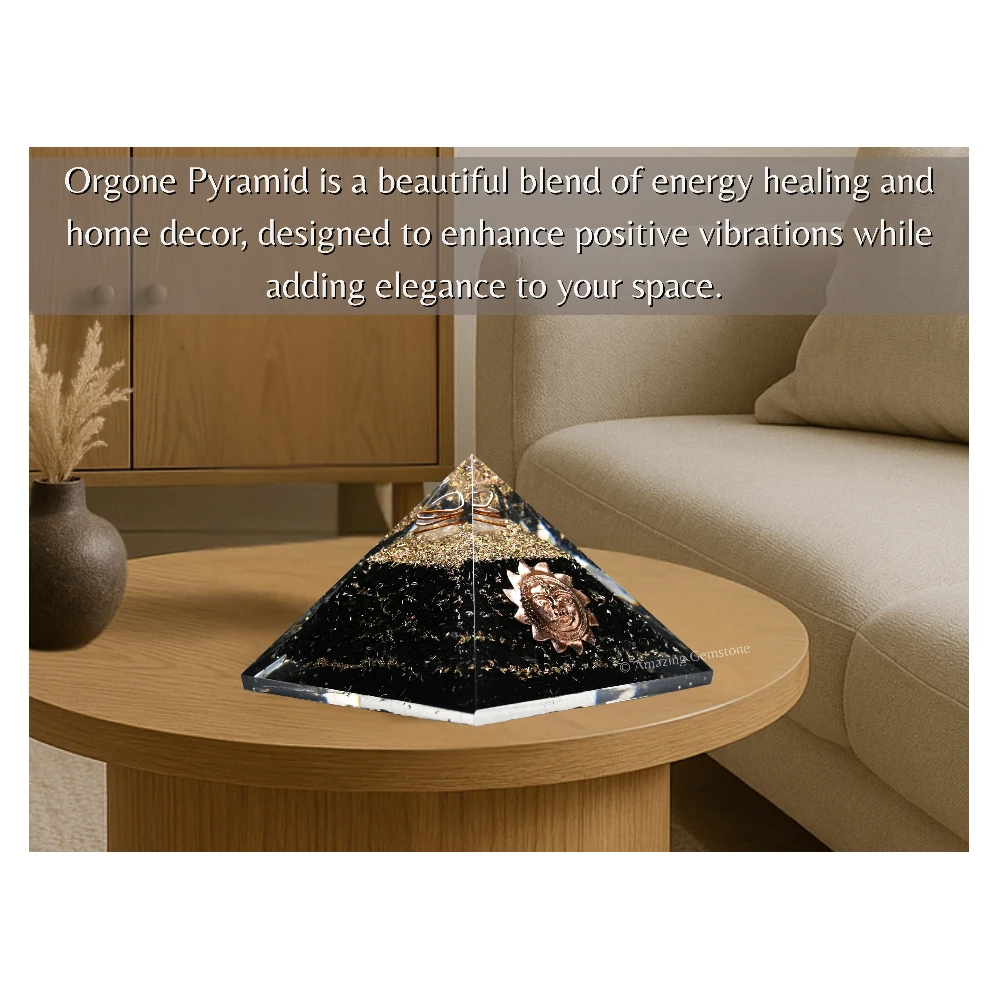 Shungite Orgone Pyramid - Sun Face