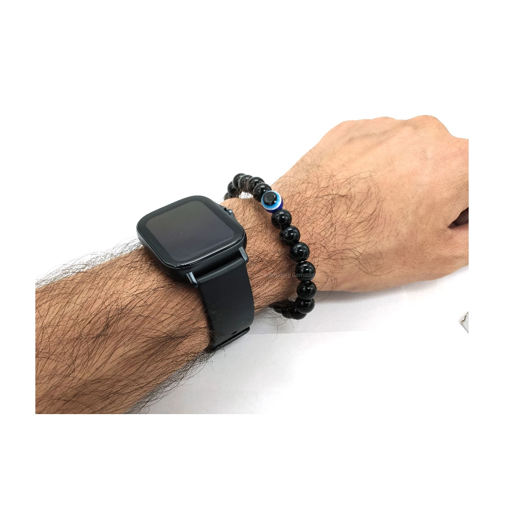 Blue Evil Eye and Black Obsidian Bracelet
