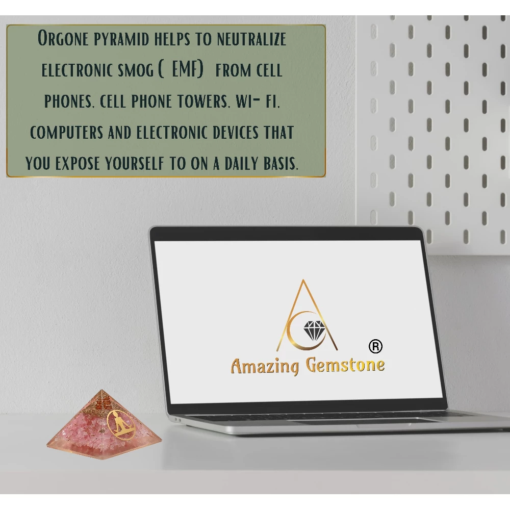 Rose Quartz Orgone Pyramid - Buddha