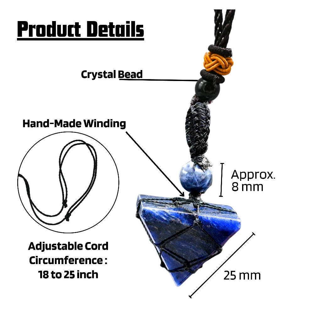 Sodalite Pyramid Pendant Necklace (Macrame)