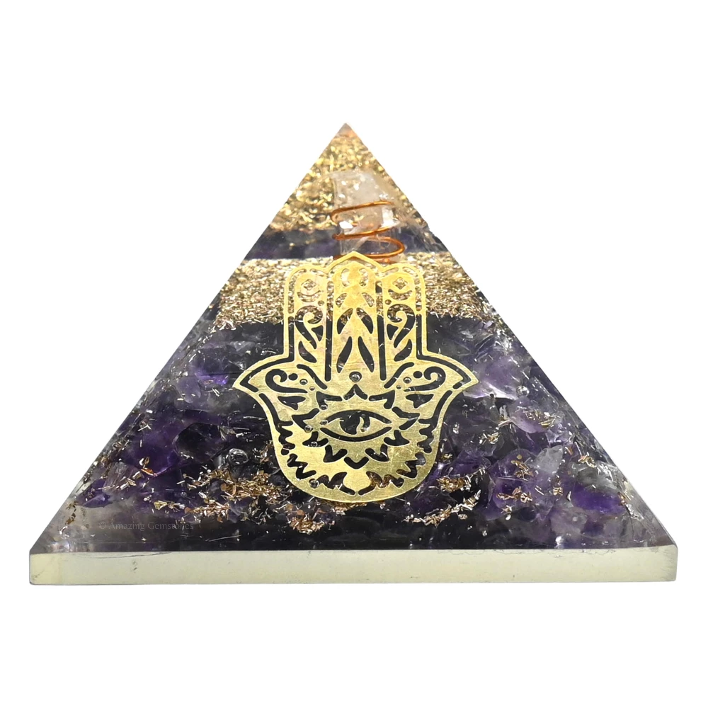 Amethyst Orgone Pyramid - Big Hamsa