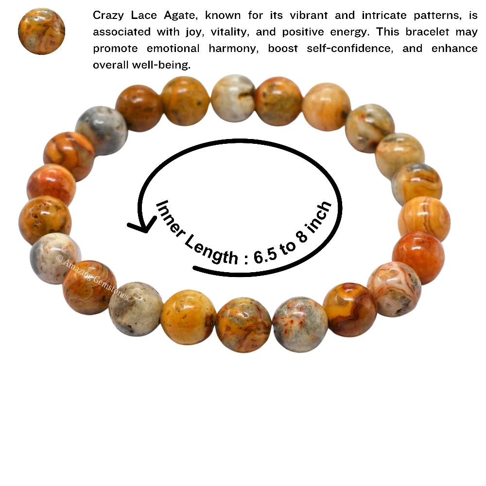 Crazy Lace Agate Bracelet (Strechable)
