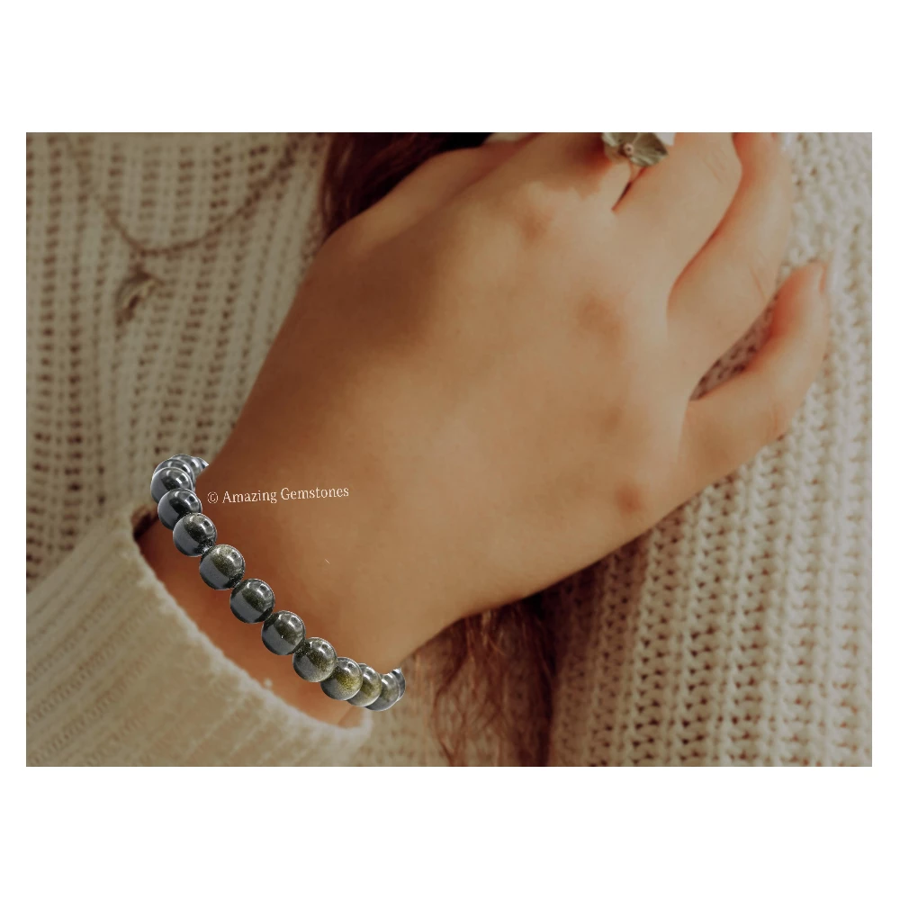 Gold Sheen Obsidian Bracelet (Stretchable)