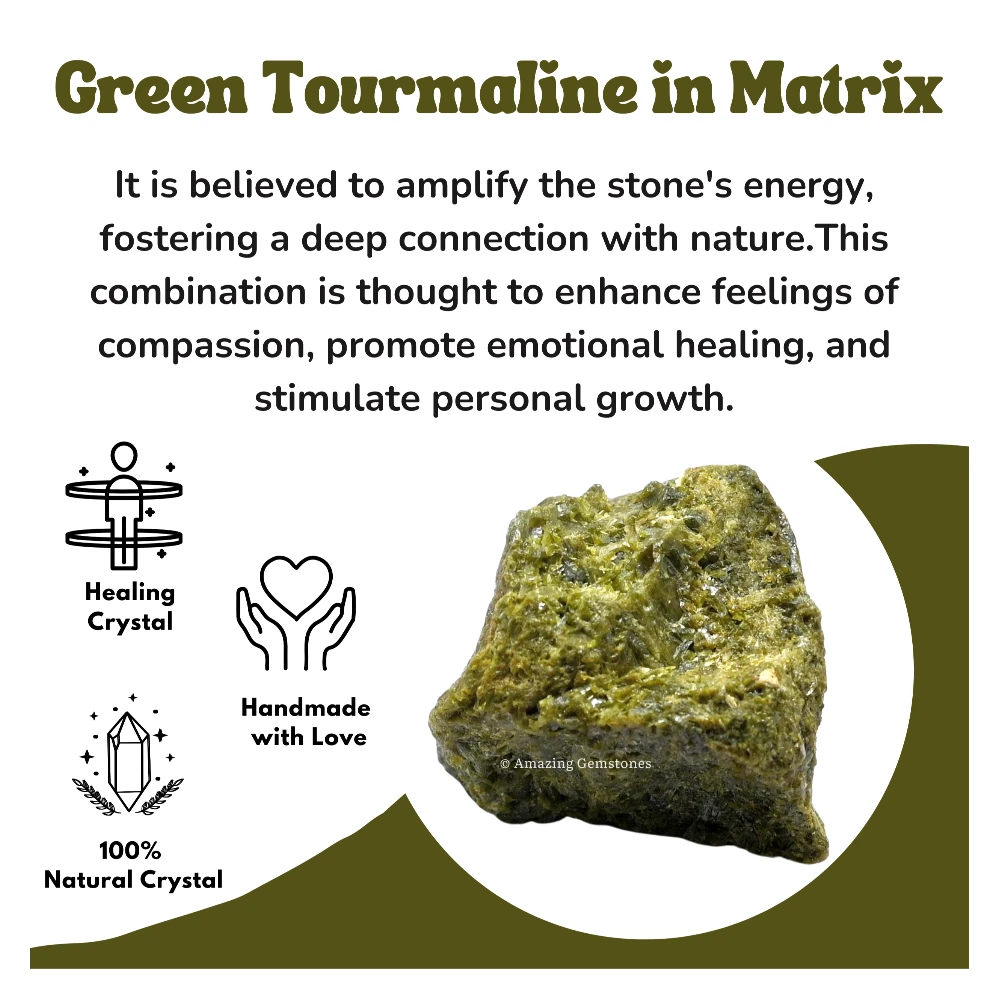 Green Tourmaline with Matrix Raw Crystals (5 Pieces)