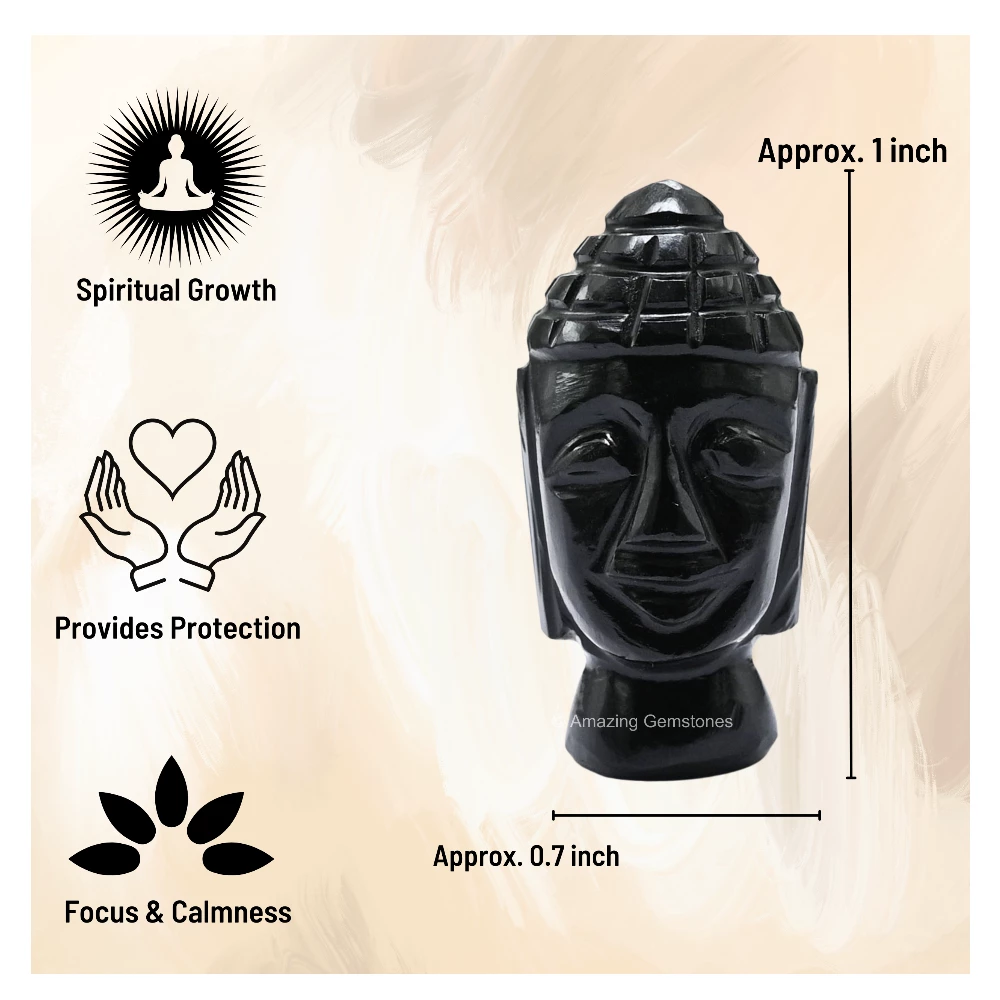 Black Obsidian Buddha Head