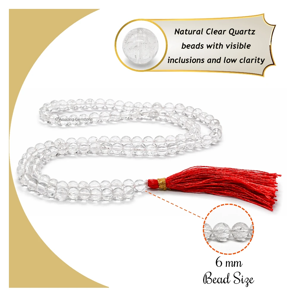 Sphatik Mala - B Grade 6mm Beads (Without Knot)