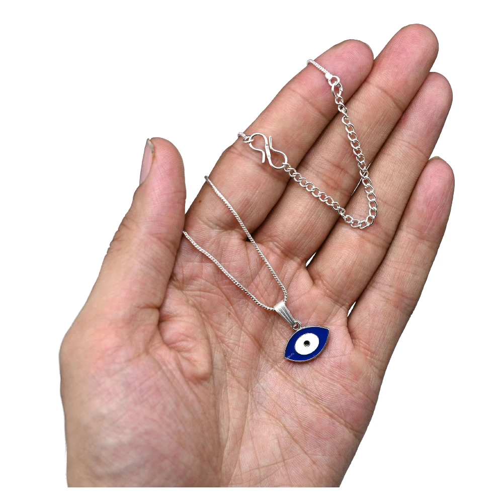 Blue Evil Eye Pendant (Silver)