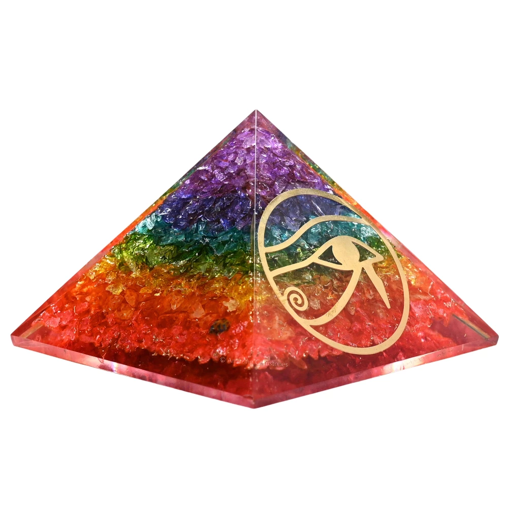 Chakra Onyx Orgone Pyramid - Eye of Ra