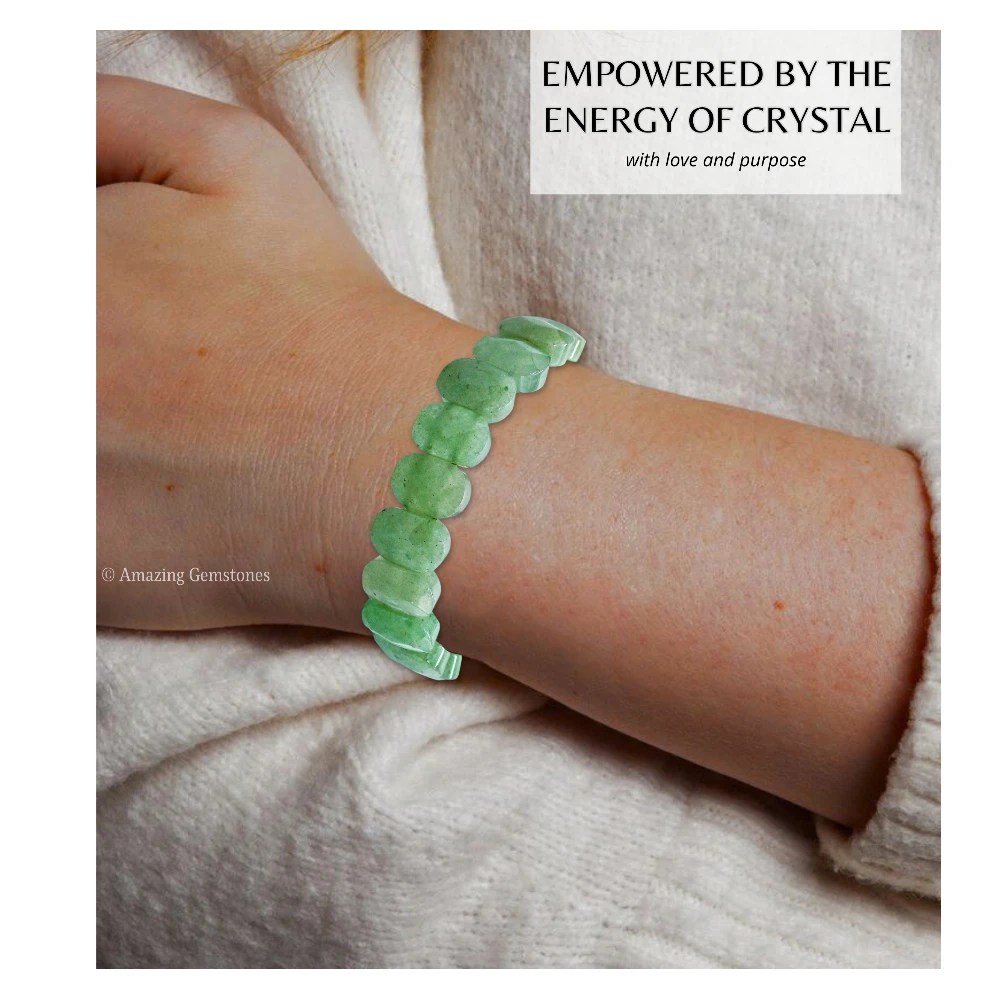 Green Aventurine Faceted Bracelet - Oval Stone