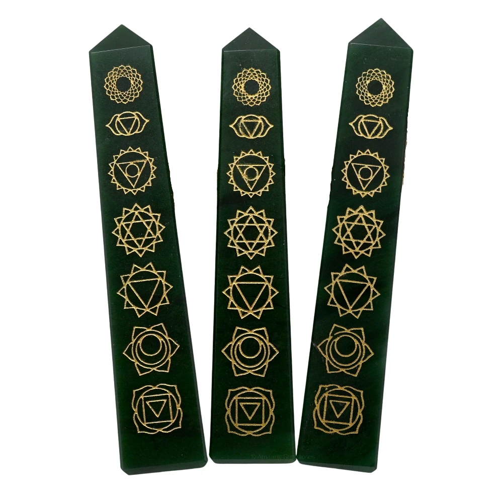 Dark Green Aventurine Tower (4" - 5" Inch (Engraved))