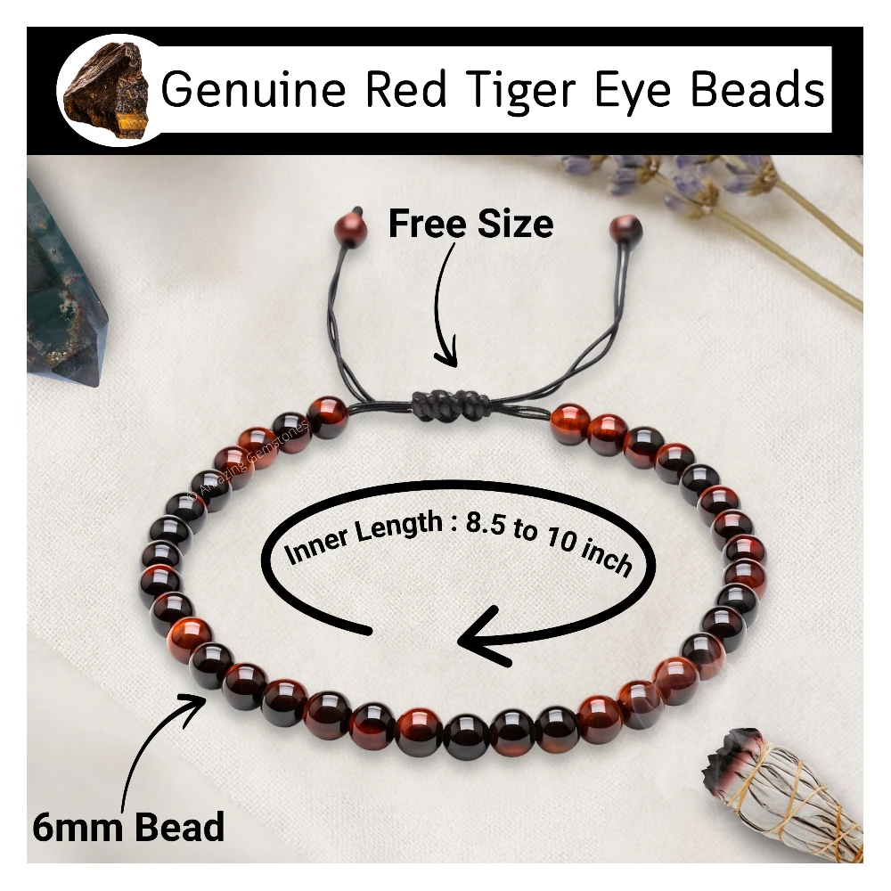 Red Tiger Eye Anklet (Without Knot)