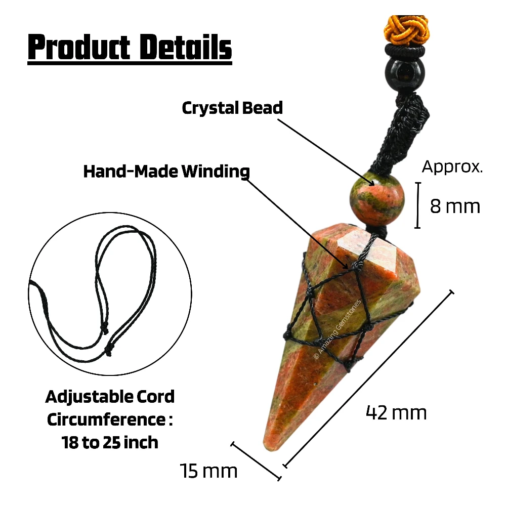 Unakite Pendulum Pendant Necklace (Macrame)