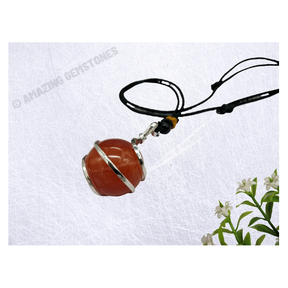 Carnelian Necklace - Spiral Sphere (Silver)