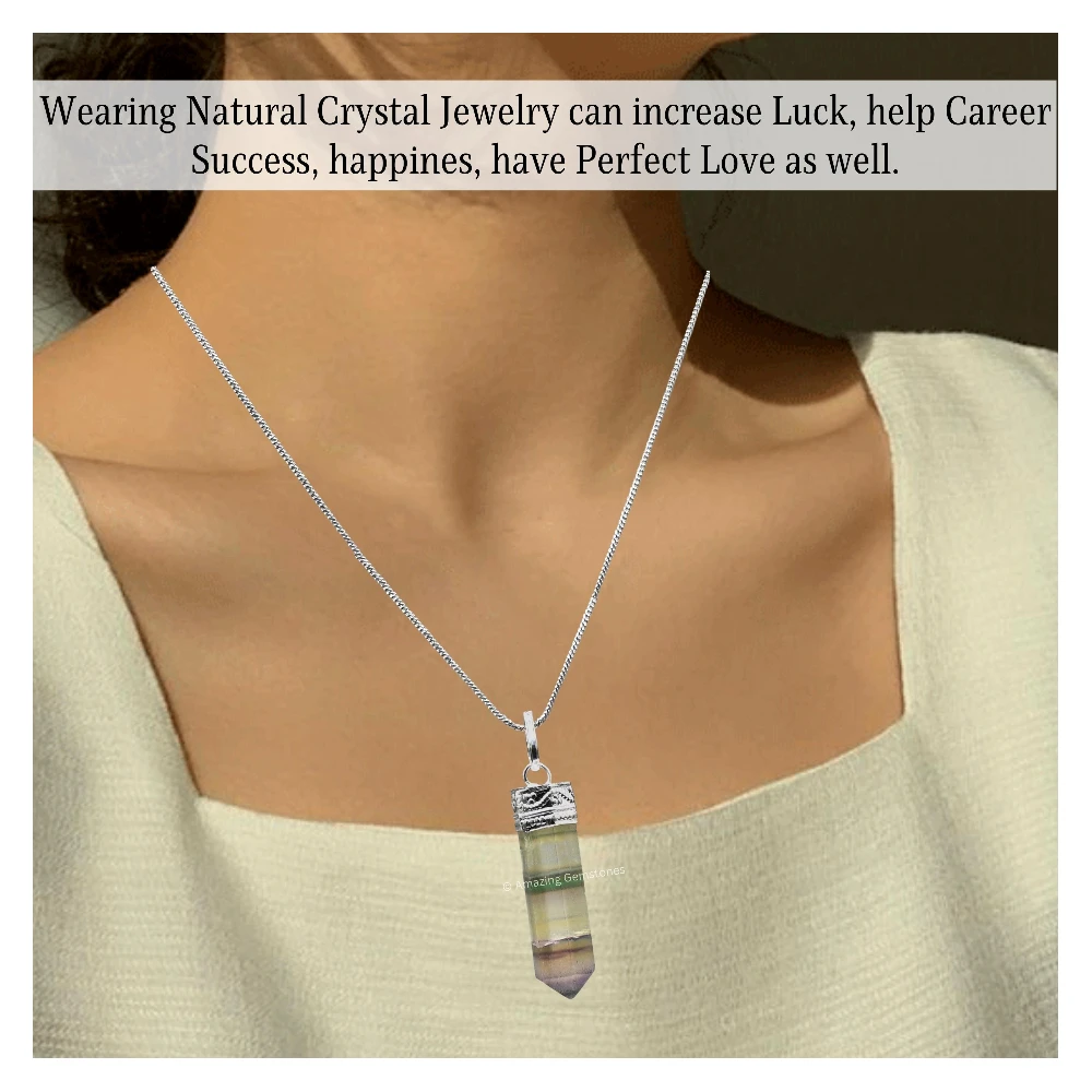Fluorite Necklace - Pencil Point (Silver)