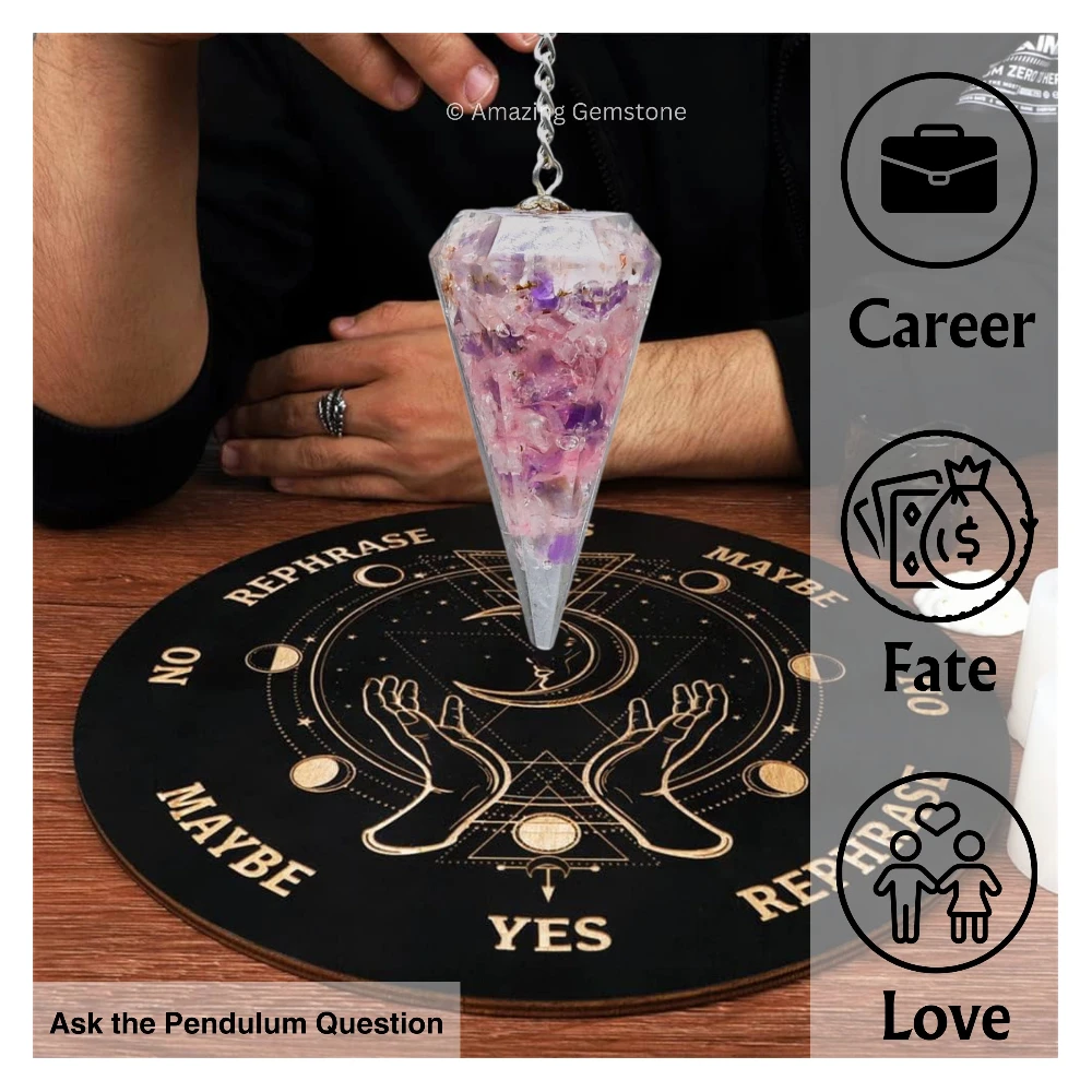 Rose Quartz Amethyst Clear Quartz Orgone Pendulum (Mix)