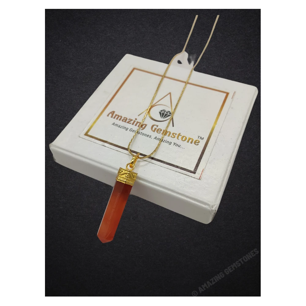 Carnelian Necklace - Cap Pencil (Gold)