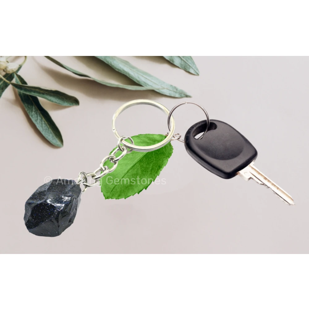Blue Goldstone Keychain Keys Holder (Raw)