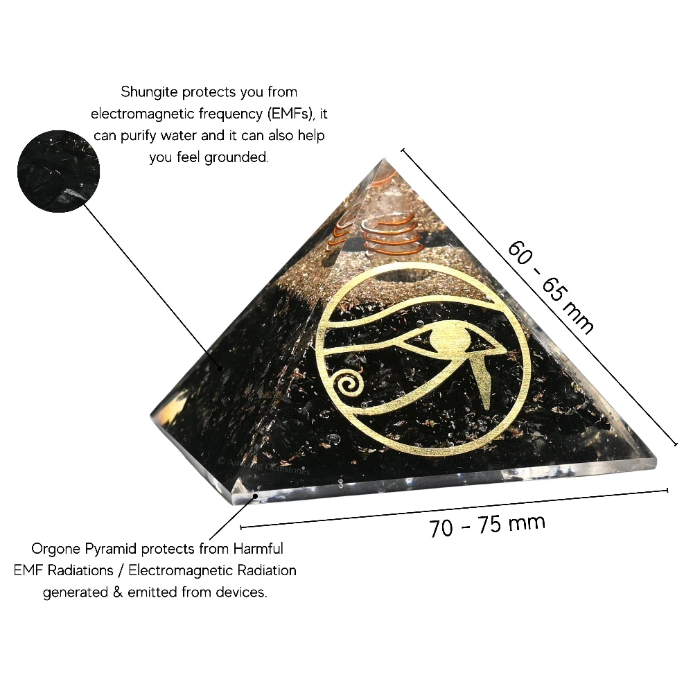 Shungite Orgone Pyramid - Eye of Ra
