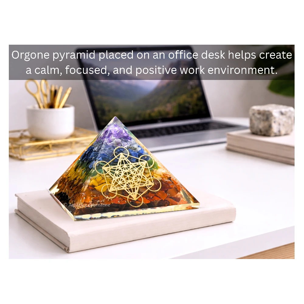 Natural Chakra Orgone Pyramid - Metatron Cube