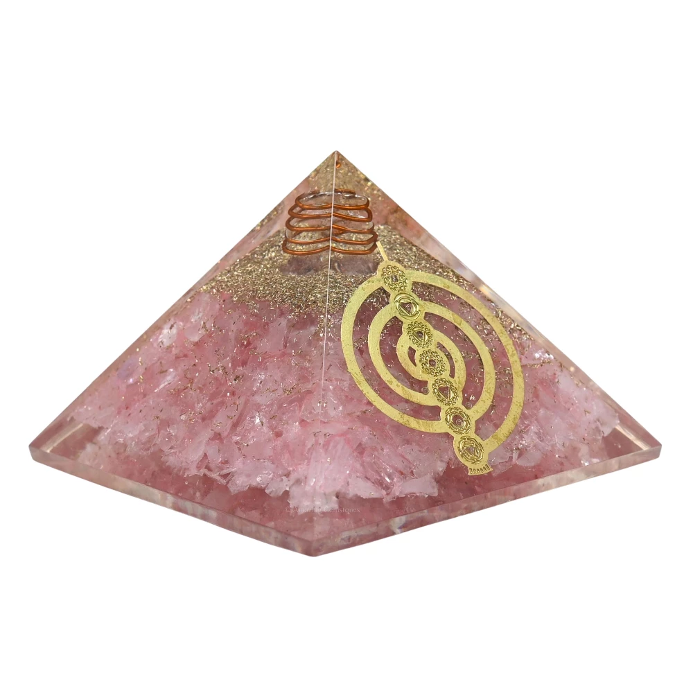 Rose Quartz Orgone Pyramid - Chakra Reiki
