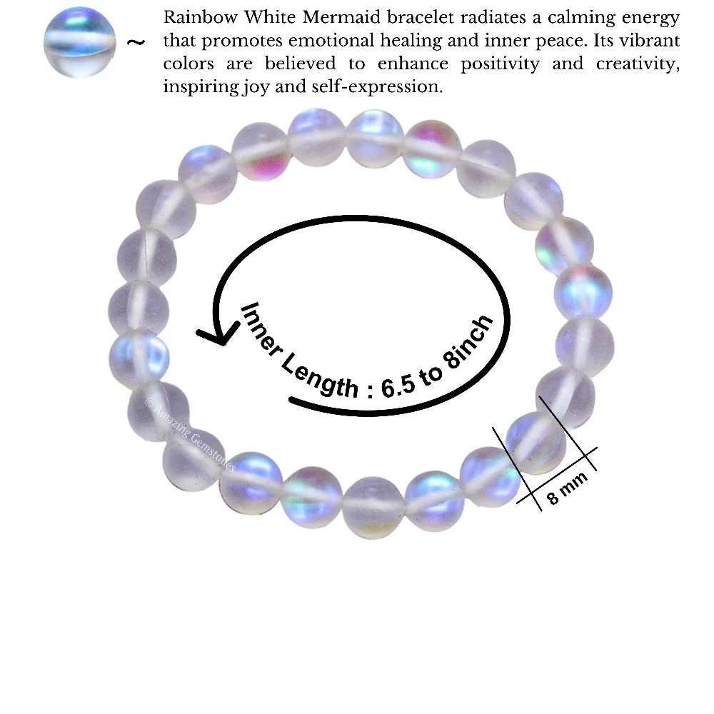 White Rainbow Mermaid Bracelet (Strechable)