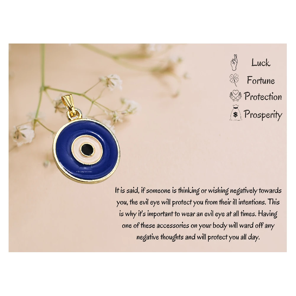 Blue Evil Eye Pendant - Round (Gold)