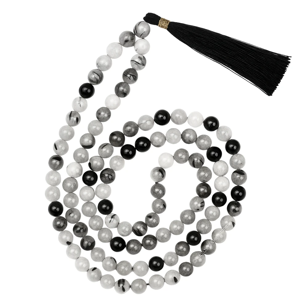 Black Rutilated Quartz Mala