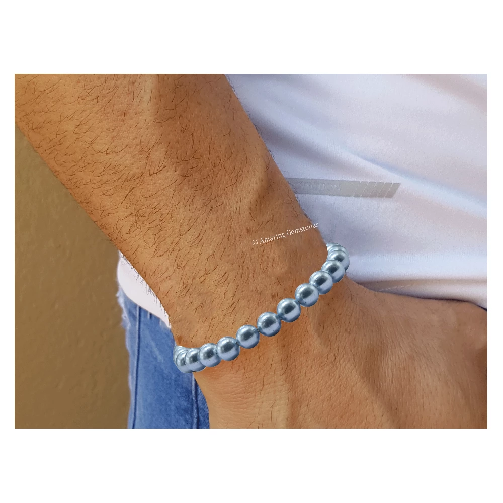 Light Blue Pearl Bracelet (Strechable)