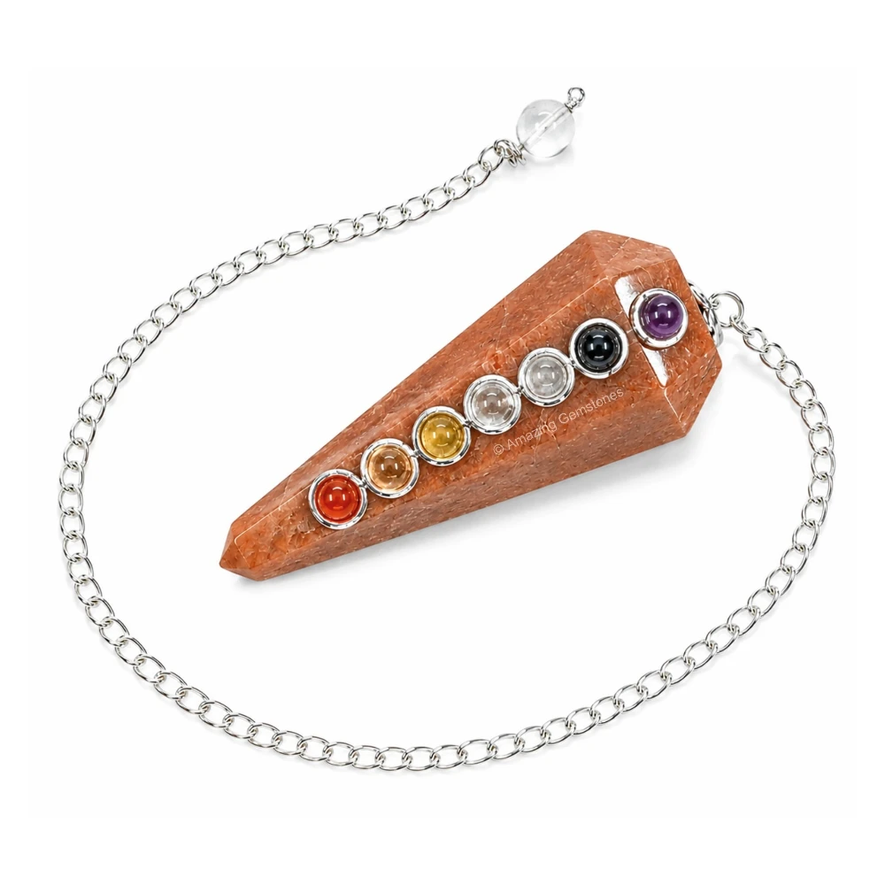 Peach Moonstone Chakra Crystal Pendulum