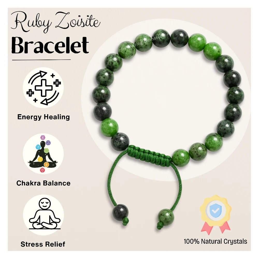 Ruby Zoisite Bracelet (Adjustable)