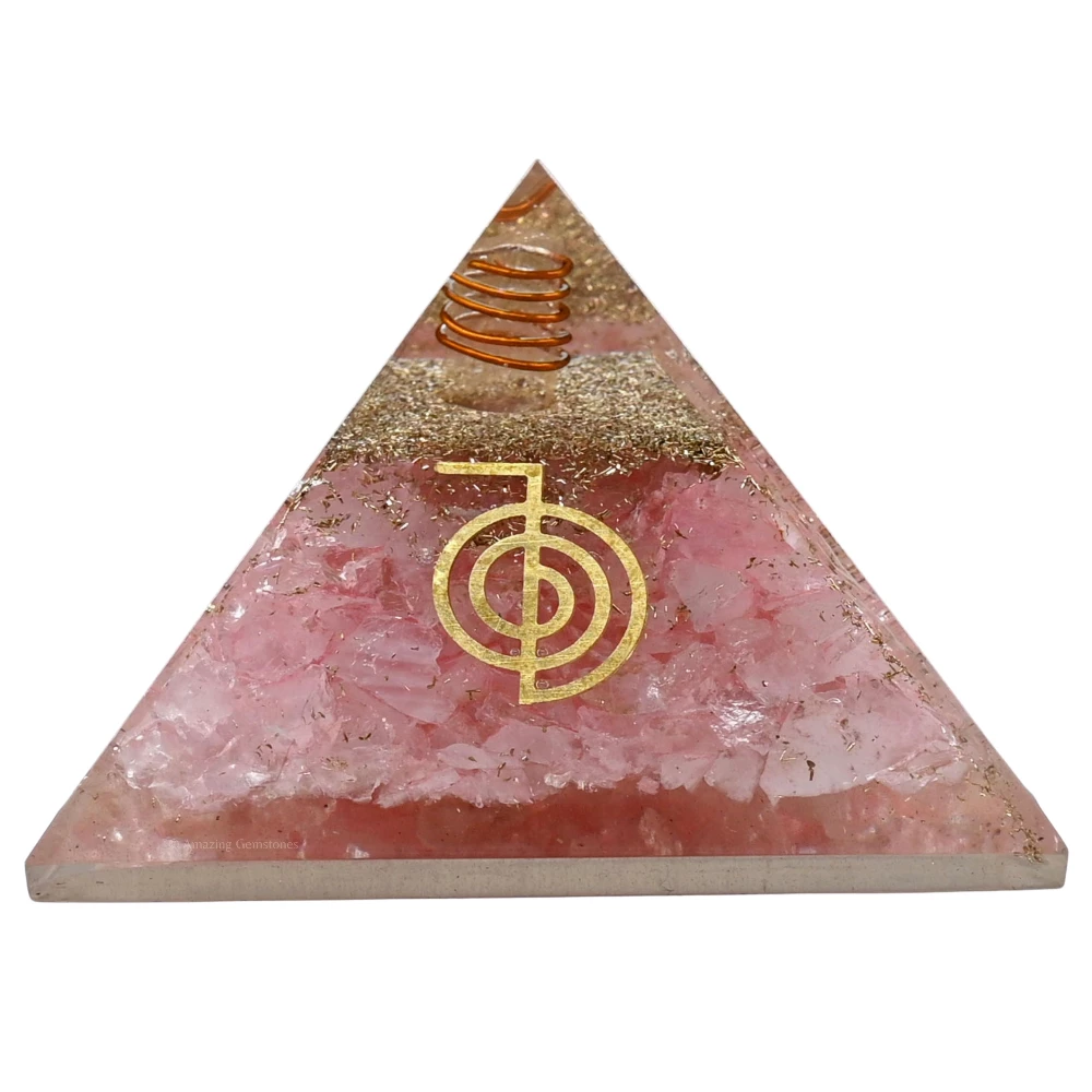Rose Quartz Orgone Pyramid - Reiki