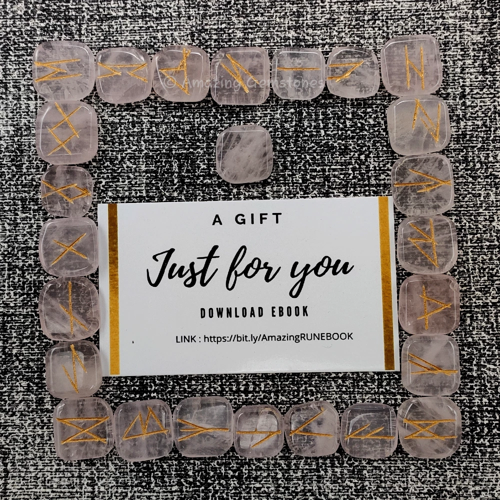 Rose Quartz Rune Stones Set (Premium)