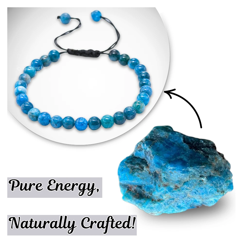 Apatite Healing Crystal Bracelets - 6mm Beads (Adjustable)