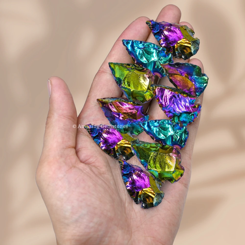 Titanium Aura Quartz Crystal Arrowhead - 1" to 1.5" (3 Pieces)