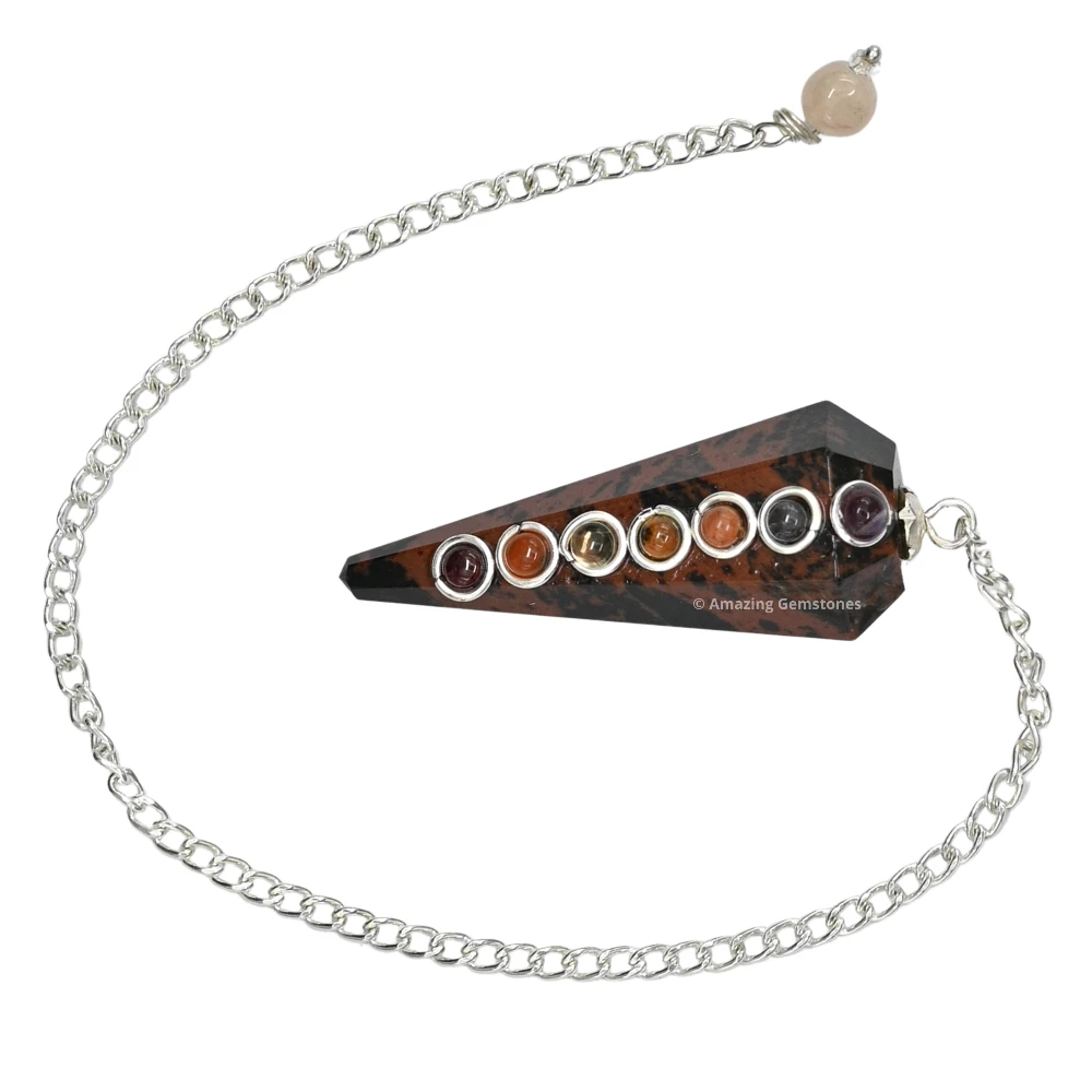 Mahogany Obsidian Chakra Crystal Pendulum
