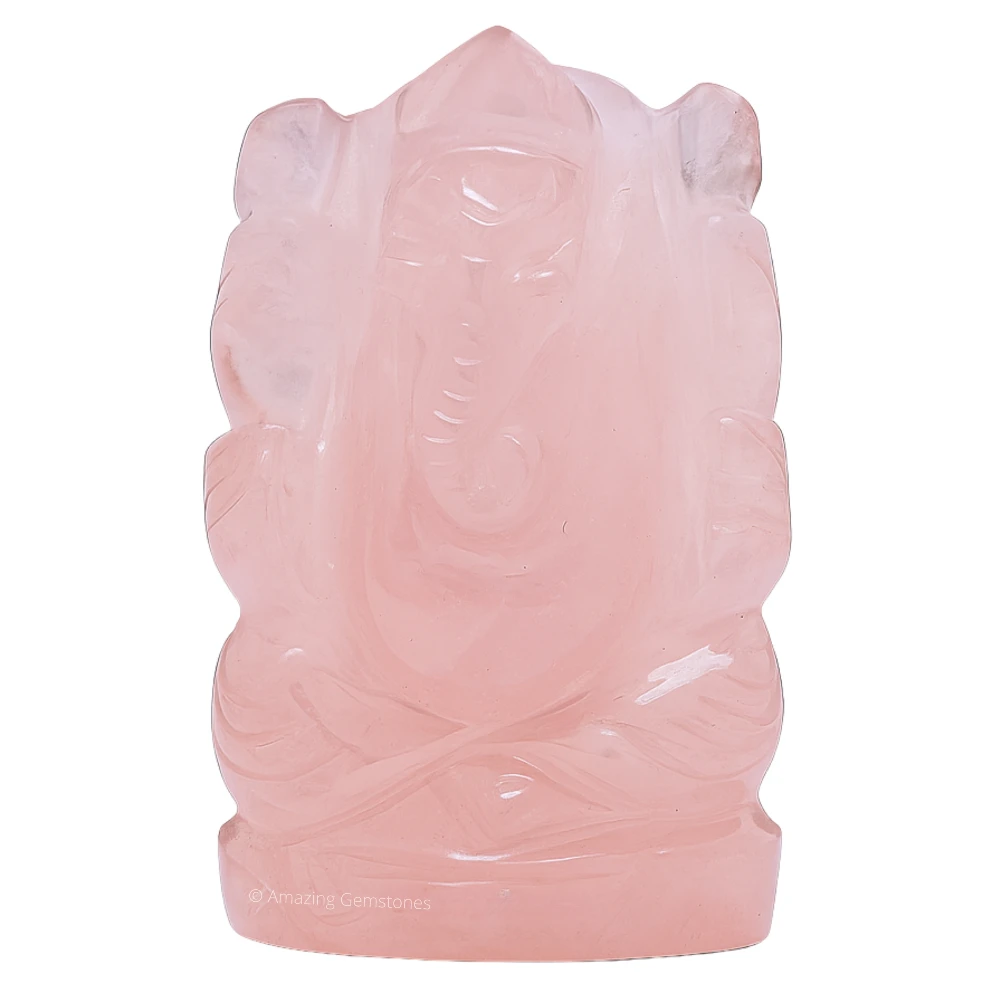Rose Quartz Ganesha Crystal Idol