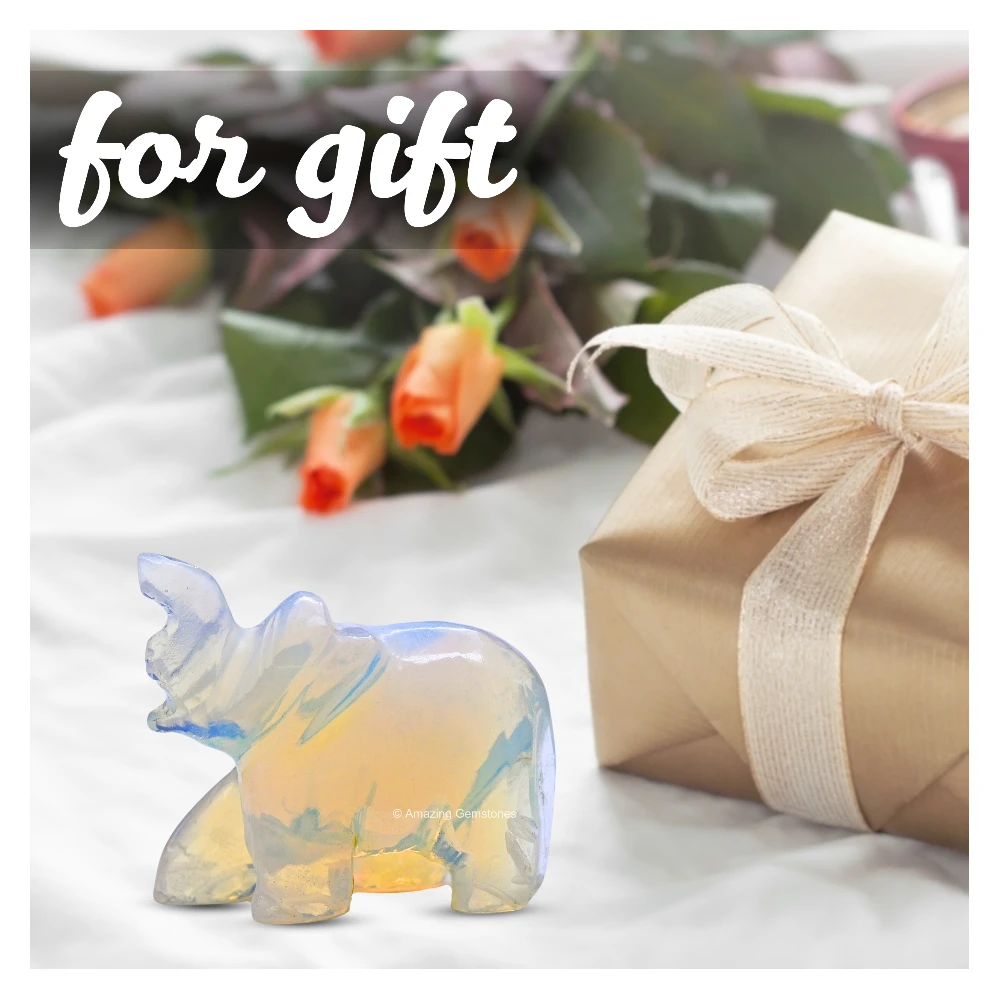 Opalite Mini Elephant Crystal Figurine