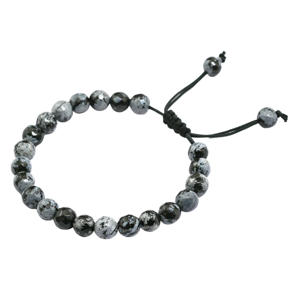 Snowflake Obsidian Bracelet (Faceted-Adjustable)